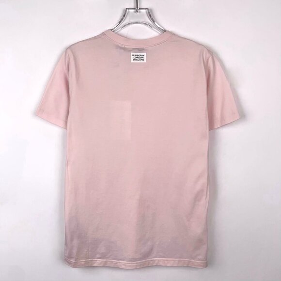 Burberry Pink Crewneck Cotton T-Shirt With Red "My Crown" Graphic Short Sleeves - Picture 2 of 7